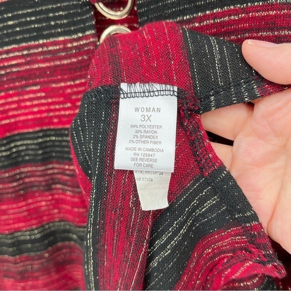 Cocomo Womens Striped Tunic Top Size 3X Metallic Gold Stripes Round Neck - Picture 9 of 10